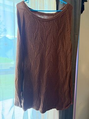 Sonoma Brown Cable Knit Crewneck Sweater